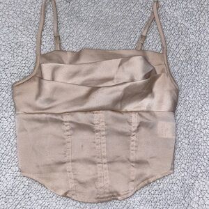 Chic Tan Satin Crop Top